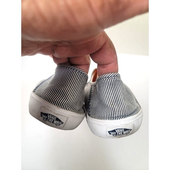 Vans Women's Slip-On Sneakers Blue & White Striped Canvas Size 9 - Picture 4 of 11